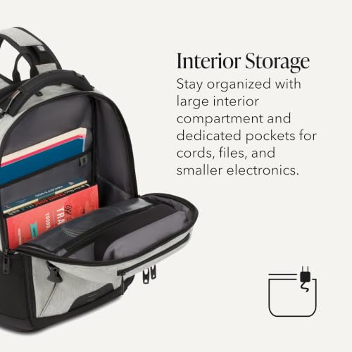 SwissGear Travel Tech Pro Laptop Backpack – Fits Laptops up to 16” – ScanSmart TSA-Friendly Backpack with Multiple Organizer Pockets – Grey Heather - color: Gray Heather, style: Travel Tech Pro