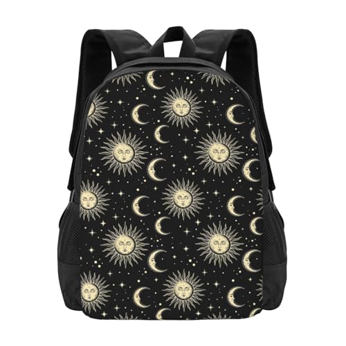 Durable Polyester Rucksack Boho Moon And Sun, Multipurpose Anti Theft Travel Camping Backpack Casual Shoulder Bag for Men Women Daily Outdoor Activity - color: Design (1022)