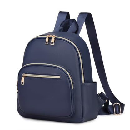 Mini Backpack Purse for Women PU Leather Small Backpack Fashion Multi Pockets Casual Daypacks Ladies Travel Shoulder Bags Navy - color: Navy