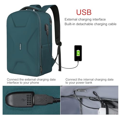 MOSISO 15.6-16 inch 35L Laptop Backpack with USB Charging Port for Women Men, Waterproof Hardshell Travel Business Computer Bag, Anti-Theft Daypack with Luggage Strap, Teal Green - color: Teal Green