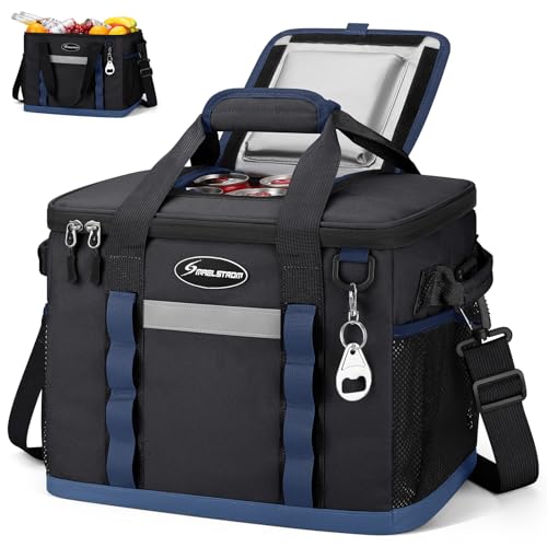 Maelstrom Collapsible Soft Cooler Bag,35/55/75 Cans Beach Cooler with Flip Top Lid, Ice Chest, Leakproof & Portable for Beach, Camping, Road Trips & Grocery Shopping - color: Black, size: 35 Can