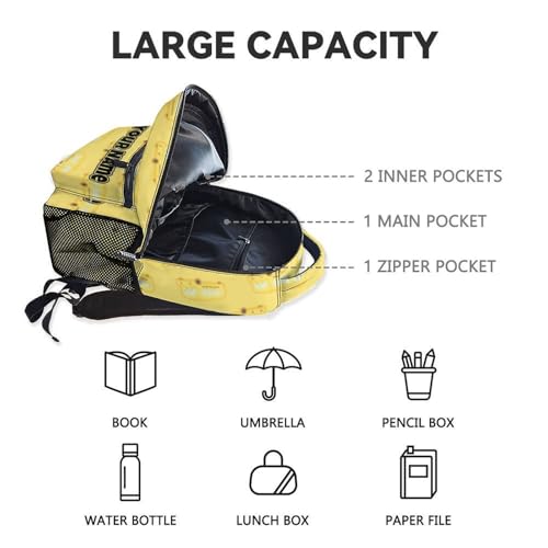 Custom Backpack for Boys Toddler - 17 Inch Kindergarten School Bus Backpacks, Cartoon Durable Bookbags Gifts for Elementary Back to School - color: Yellow