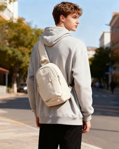 Crossbody Sling Backpacks Sling Bag for Men Women, Shoulder Backpack Chest Bags with USB Charger Port off white - color: Off-white