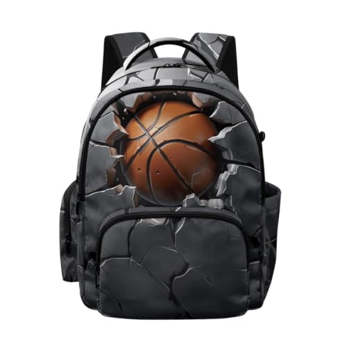 Suobstales 3D Basketball Print 17 Inch School Backpack for Boys Girls Lightweight Students Bookbag Middle School Schoolbag Casual Daypack Large Capacity Rucksack with Zipper Pocket - color: 3d Basketball