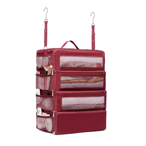 Suitcase Organizer Travel Bags Organizer for Luggage Compression Hanging Packing Cubes for Travel Carry on Closet (Bag Only) - color: Wine, size: Medium