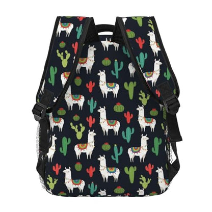 Commuter Laptop Backpack Llama Alpaca Cactus, Lightweight Water Resistant Daypack with Inner Pocket for Work, Office - color: Pattern (225)