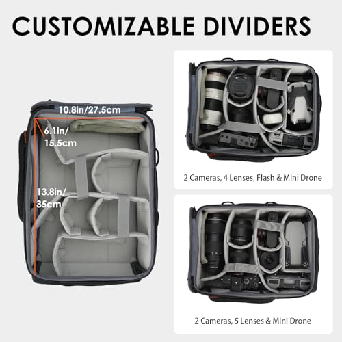 TARION Medium Camera Insert Bag - Quick Access DSLR Inner Case Organizer - Fits 2 Cameras 7 Lenses Drone Gear - Full Opening Back Design Protective Insert ShellCore M - style: M (2 Cameras 7 Lenses)