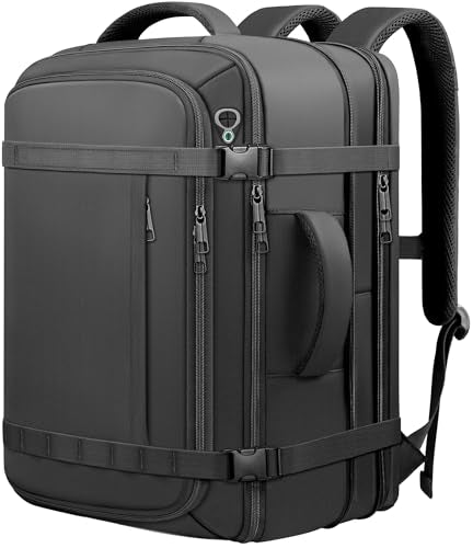 Roomy Carry On Backpack, Expandable Large Capacity Travel Backpack 1-7 Days with LifetimeWarranty,Fits18.4" Laptop,Water Resistant Anti Theft Carry on Laptop Backpack for Men Women,Flight Travel,Black - color: Black, size: 18.4inch (22"x14"x9")