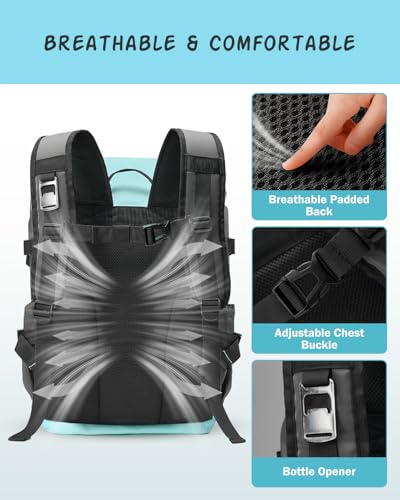 Odoland 2-in-1 Cooler Backpack with Removable Insulated Bag, 26L Leak-Proof Dry Wet Separation Backpack with 9L Cooler (20 Cans) for Beach Picnic Camping Day Trip, Lunch Diaper Bag for Men Women - color: Blue