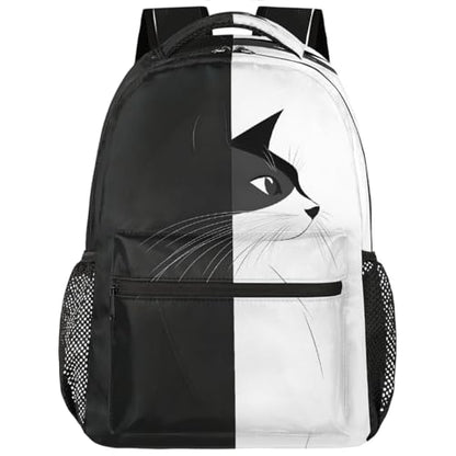 Cat Kids Backpack for Girl Boy Waterproof Kids Back Pack | Black White School Bookbag Women Men Lightweight Rucksack Casual Daypack Carry On Bag for Work Hiking Camping Gym Travel - color: Animal Cat Black White