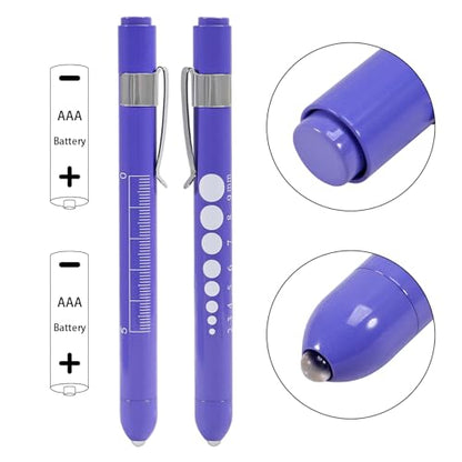 Aokin Medical Pen Light for Nurse Doctor, Reusable LED Medical Penlight Flashlight with Pupil Gauge and Ruler, White Light, Macaron Purple - color: Macaron Purple