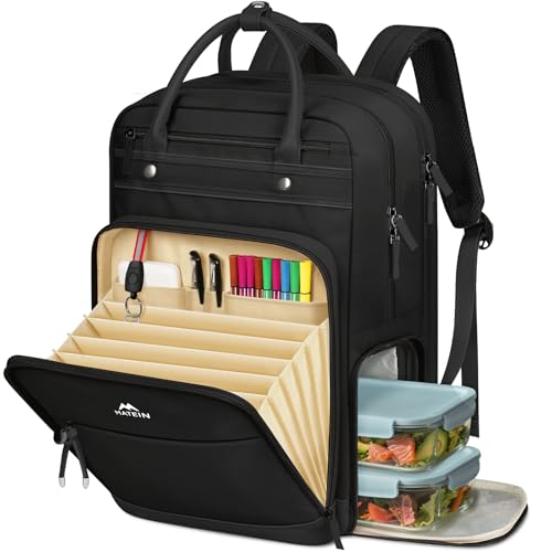 MATEIN Teacher Backpack with Lunch Compartment, 15.6 Inch Lunch Backpack for Men with Organized Pocket, College Laptop Backpacks Meal Prep Bag Gift for Teachers Work Nurse Commute Office - color: Black