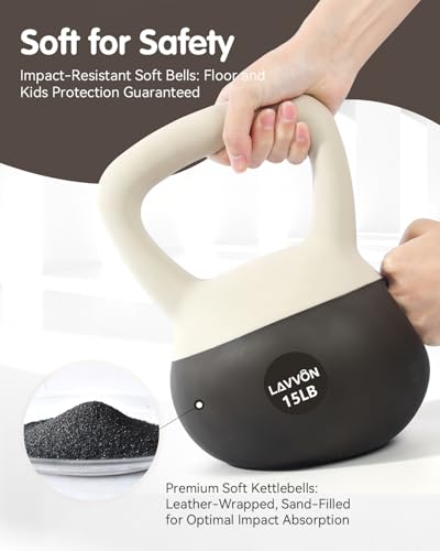Soft Kettlebell - Cushioned Impact-Resistant Base and Anti-Slip, Kettle bell Anti-Slip Grip Weight for Home Workouts, Safe Strength Training Kettlebells Sets for Women & Men, With Non-slip Gloves - color: Black-White