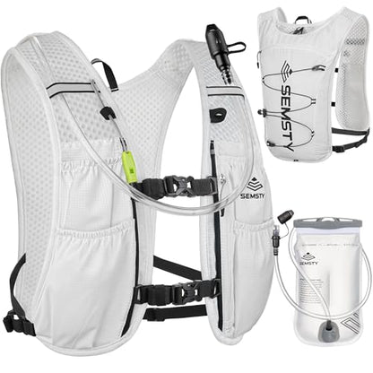 Running Hydration Vest 5L,Running Vest Pack with 1.5L Water Bladder,Lightweight Water Backpack for Hiking Running Cycling - color: White
