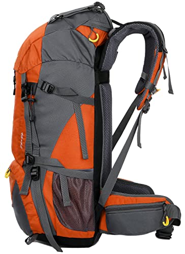 Esup 50L Hiking Backpack Men Camping Backpack with rain cover 45l+5l Lightweight Backpacking Backpack Travel Backpack - color: Orange