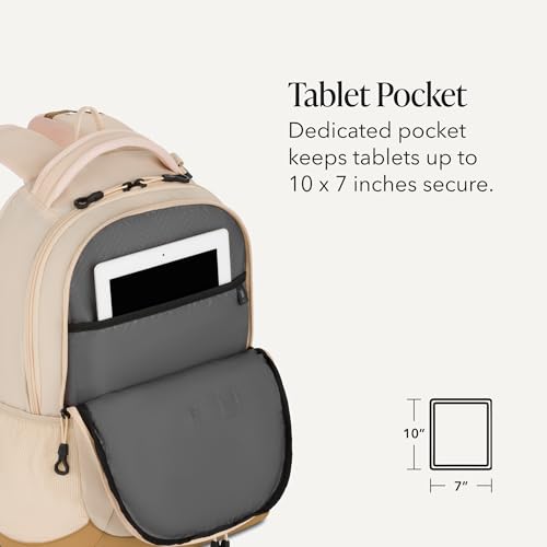 SWISSGEAR Cecil 18-Inch Laptop Backpack Fits 16-Inch Laptop, Travel Daypack with Organizer Pockets, Water Bottle Holders & Padded Straps – Cream/Warm Sand - color: Cream/Warm Sand