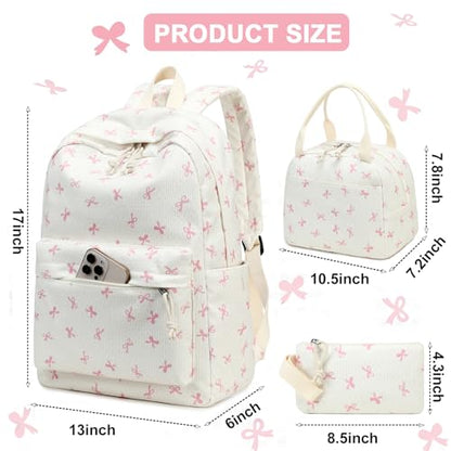 BTOOP School Backpacks for Teen Girls Bookbags Lightweight Kids Backpack School Bags Set with Lunch Box Pencil Case - color: B-pink-bowknot