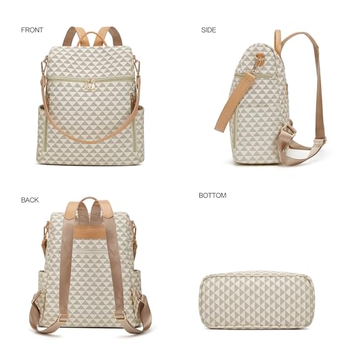 Makes Backpack Purse for Women PU Leather Travel Satchel Handbag Convertible Design Bag with Purse 2 Piece - color: Beige Yellow