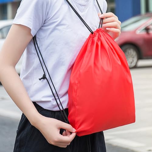 Drawstring Backpack Bulk String Backpack Drawstring Bags Sport Gym Cinch Bag Nylon String Bag for Women Men (1PCS) - color: Red 1pcs