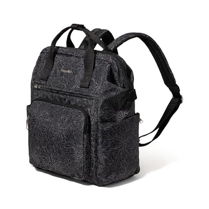 Baggallini Securtex Anti-Theft Windsor Backpack for Travel, Work & College, RFID & Locking Zipper, Up to 16" Laptop - color: Midnight Blossom Print