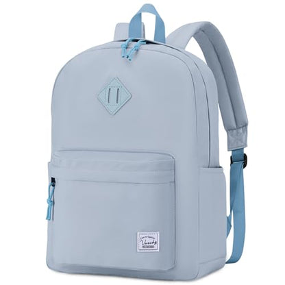 VASCHY Lightweight Backpack for School, Water Resistant Classic Bookbag with Side Pockets for Boys,Kids,Teens Baby Blue - color: Baby Blue
