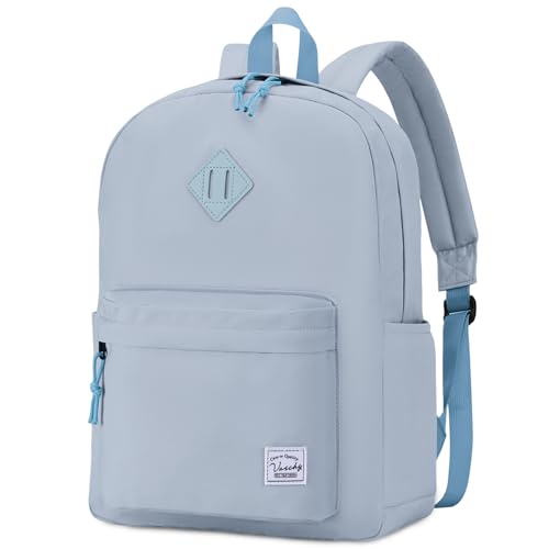 VASCHY Lightweight Backpack for School, Water Resistant Classic Bookbag with Side Pockets for Boys,Kids,Teens Baby Blue - color: Baby Blue