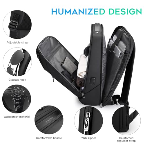 FUTURE AESTHETIC Business Smart Backpack Waterproof fit 15.6 Inch Laptop Backpack with USB Charging Port,Travel Durable Backpack - color: Black