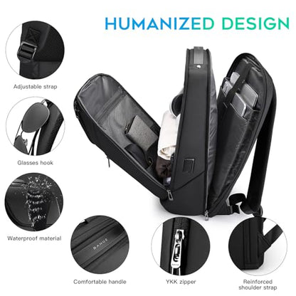 FUTURE AESTHETIC Business Smart Backpack Waterproof fit 15.6 Inch Laptop Backpack with USB Charging Port,Travel Durable Backpack - color: Black
