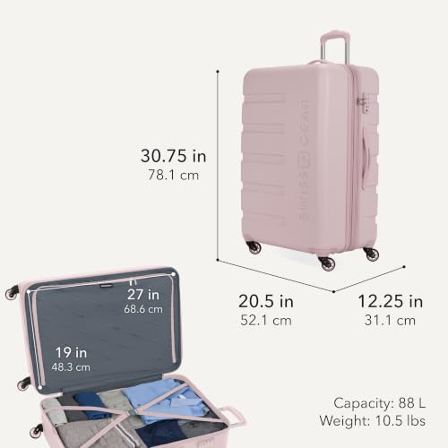 SwissGear 7366 Signature Hardside Expandable Luggage with Spinner Wheels and TSA Lock, Weekender Tote, Pink, 2-Piece Set (Weekender/27) - color: Pink, size: 2-Piece Set (Weekender/27")