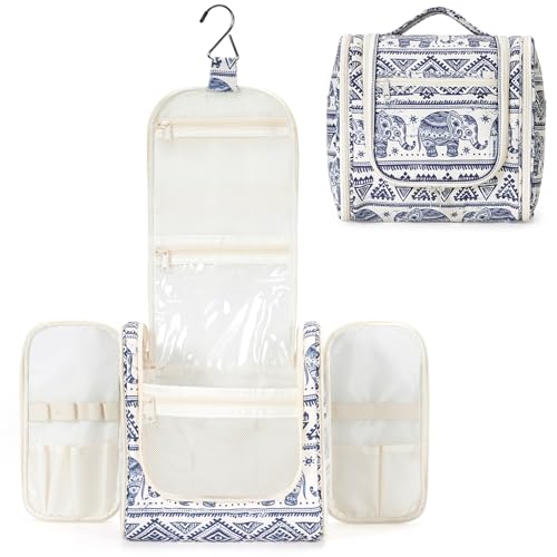 Narwey Hanging Toiletry Bag for Women Travel Makeup Bag Organizer Toiletries Bag for Cosmetics Essentials Accessories (Large, Elephant) - color: B-Elephant, size: Large