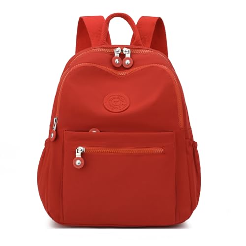 Tanweibago Mini Nylon Women Backpacks,11L Small Ladies backpacks Casual Lightweight Women Shopping Travel Daypack (Red) - color: Red