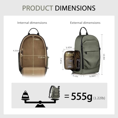TAAOKA Camera Sling Bag, DSLR/SLR/Mirrorless Camera Backpack Case Shockproof Photography Backpack with Tripod Holder & Removable Modular Inserts Compatible with Canon/Nikon/Sony/Fuji - color: Green, size: Medium 9.06 x 5.12 x 15.16 inches