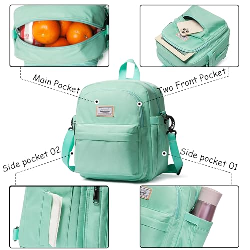 Insulated Lunch Bag Backpack for Women, Small Crossbody Sling Insulated Tote, Convertible Lunch Cooler Box for Work - Green - color: Green