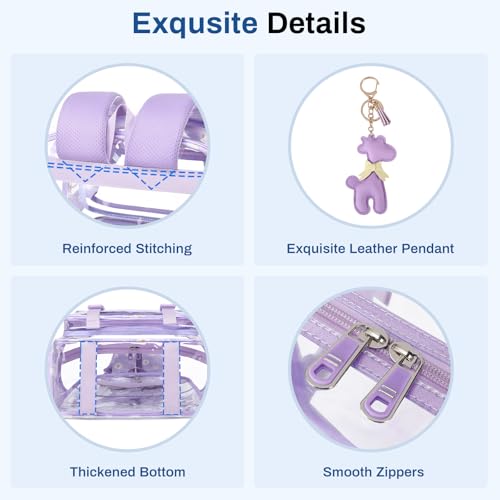 Sisipoet Clear Backpack for School, PVC Clear Bookbag Heavy Duty Transparent Backpack for Stadium Events See Through Bag - color: Purple Daisy