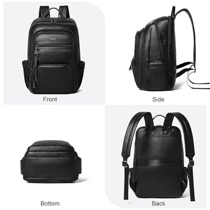 Shrrie 17 Inch Faux Leather Laptop Backpack for Women with Large Cup Holder - color: Black