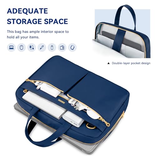 Ferkurn Laptop Bag Case Women Men Computer Bag Compatible with MacBook/HP/LG/Dell, Shoulder Strap Slim Carrying Messenger Briefcase, Blue, 14 Inch - color: Blue, size: 14 inch