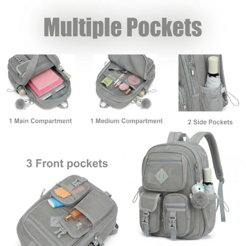 Mesh Backpack for Girls Boys, Heavy Duty Semi-Transparent Mesh Bookbag Womens Mens for School, Sports, Beach, Swimming, Travel - Light Grey - color: Light Grey
