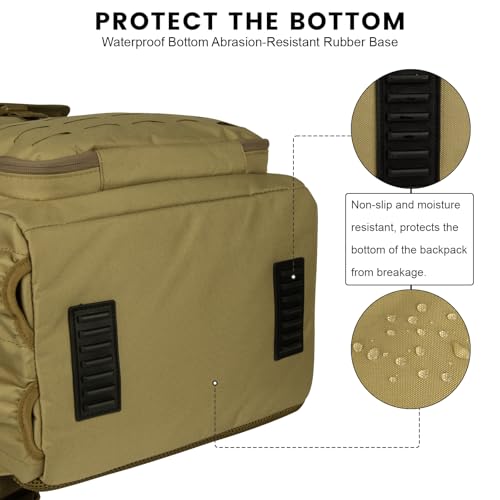 Hp hope Fishing Backpack with Rod Holders & Cooler, 40L Fishing Tackle Bag Fishing Tackle Storage Backpack Fishing Gear for Camping, Khaki - color: Khaki