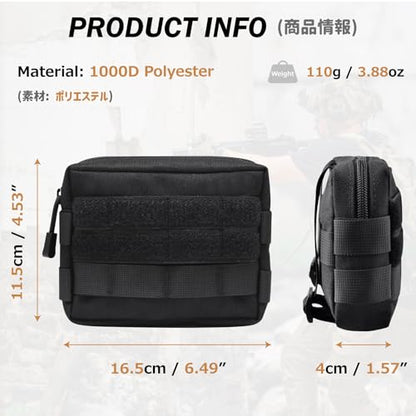 Azarxis Molle Pouches, Tactical Compact EDC Small Utility Pouch Waist Bags Sundries Storage Admin Organize Gear Gadget for Military Backpack - color: #04 Green - 5.91"x4.33" + 6.49"x4.53" - 2 Pack