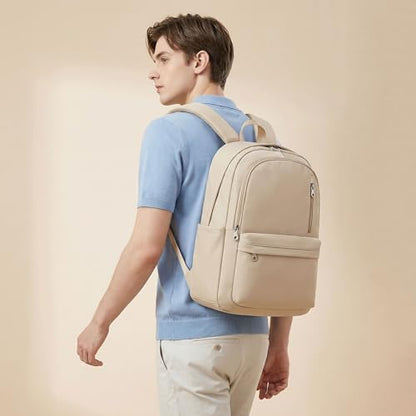 BAGOK Lightweight Nylon Backpack for Women & Men – Foldable, Large Capacity, Ideal for School, Travel & Work - color: Beige