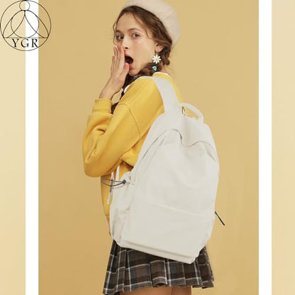 YGR Laptop Backpack for Women and Men, Waterproof Lightweight Travel Daily Rucksack Casual 15.6 inches Computer Bags for College, Beige - color: Beige