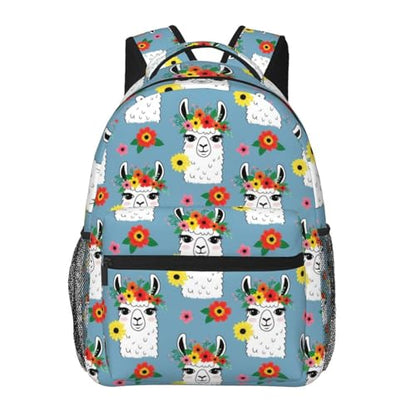 Stylish Travel Backpack Alpaca Llama Flower, Commuter Daypack with Laptop Compartment for Work, Trips and Gym - color: Pattern (697)