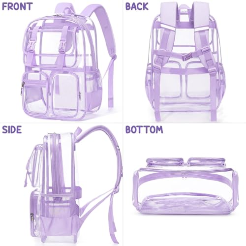 Fimibuke Clear Backpack for Girls - 3 PCS Heavy Duty Kids Boys Clear Bags Schoolbag Large Transparent PVC Bookbag with Lunch Box Pencil Case Set for Travel School Concert Stadium Events Backpacks - color: black