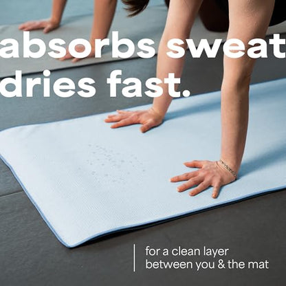 S&T INC. Aura Yoga Mat Towel with Non-Slip Grip, Enhanced Silicone Grip, Soft and Absorbent for Gym, Pilates, and Hot Yoga Mat, 24 inches x 72 inches, 340GSM, Blue - color: Blue