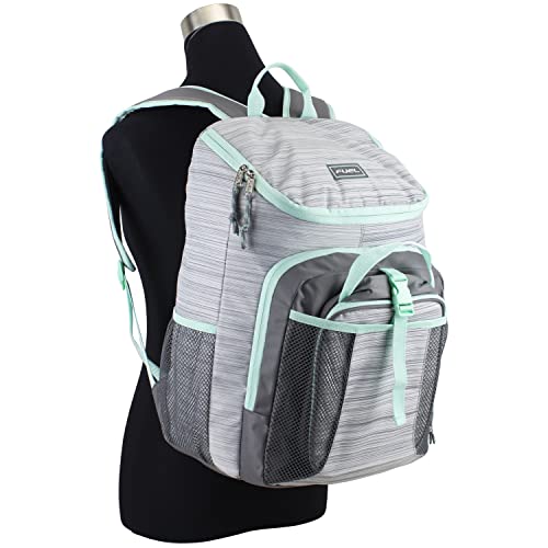 FUEL Top Loader Backpack with Lunch Box Combo – 18” Two Compartment Water Resistant Durable Adjustable Straps with Side Water Bottle Pockets 2 in 1 Set – Slate Grey - color: Slate Grey