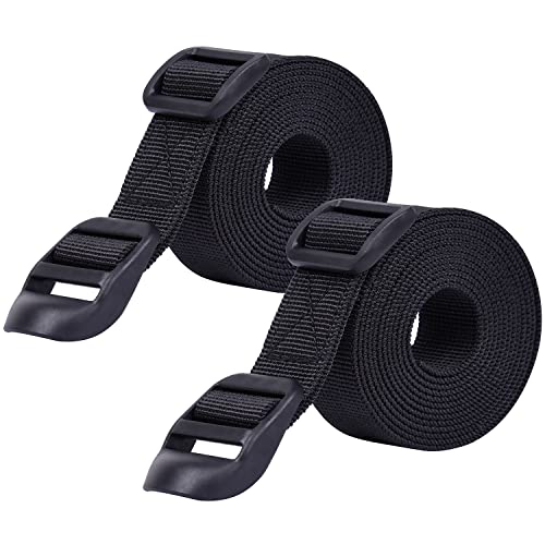 Wisdompro Sleeping Bag Strap, 2 Pack of Heavy Duty Utility Straps for Backpacking, Sleeping Bag Compression, Luggage, Camping, Hiking with Plastic Buckle - 48 inch, Black - size: 48 inches