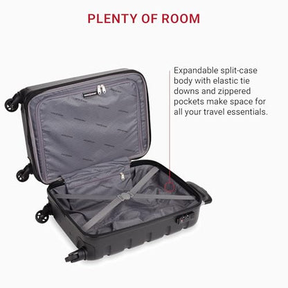 SwissGear 7366 Hardside Expandable Luggage with Spinner Wheels, Black, Carry-On 19-Inch - color: Black, size: Carry-On 19-Inch