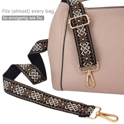 Replacement Purse Strap Shoulder Strap Adjustable Crossbody Strap for Women Crossbody Wide Shoulder Bag - color: Brown Diamond-gold Hardware