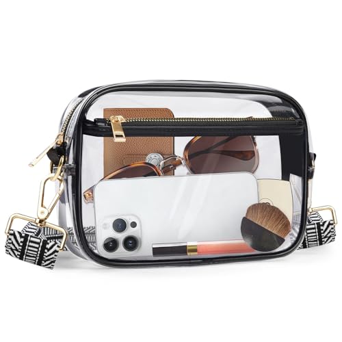 Clear Bag Stadium Approved, Clear Crossbody Bag Purses for women for Concert, Sports, Festivals - color: Black-01