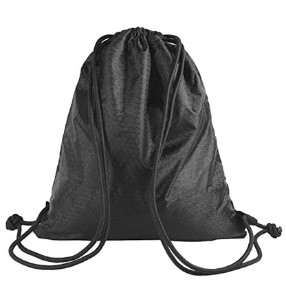 Drawstring Backpack Bag, Waterproof Draw String Back Sack with Zip Pocket, Gym Drawstring Bags Swim Bag for Men Women - color: Black, Upgraded